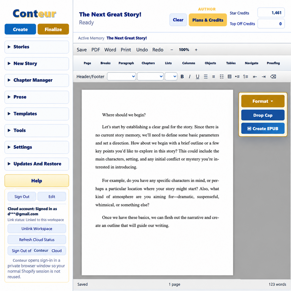 Finalize is a Word Processor Suite full of Editing, Formatting and loads of customizable options to make your novel just the way you want it.